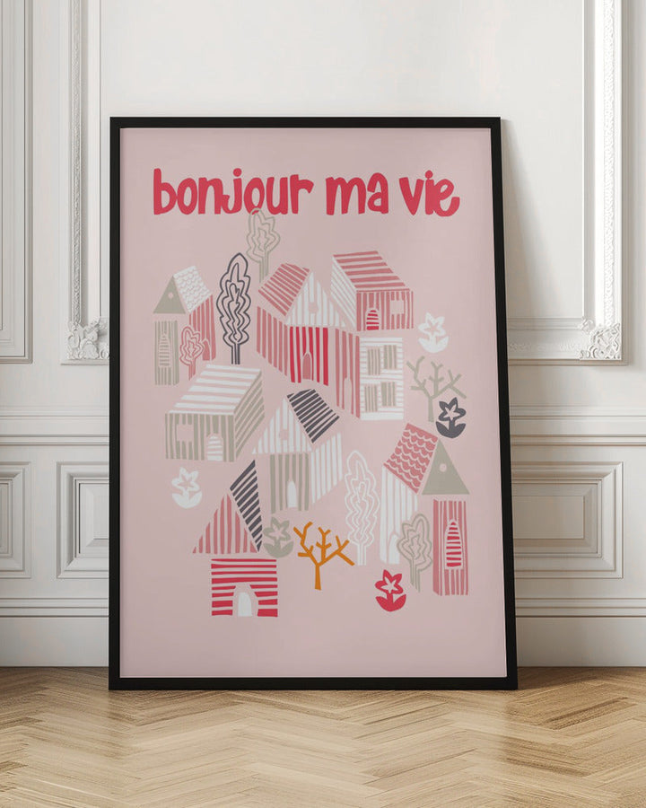 bonjour ma vie; City life collection pearl pink - Stretched Canvas, Poster or Fine Art Print I Heart Wall Art
