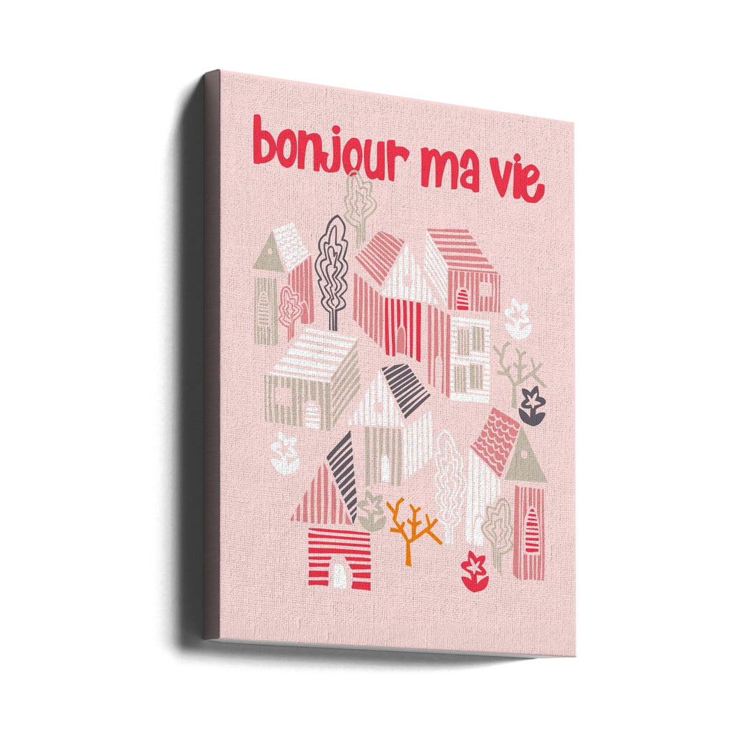 bonjour ma vie; City life collection pearl pink - Stretched Canvas, Poster or Fine Art Print I Heart Wall Art