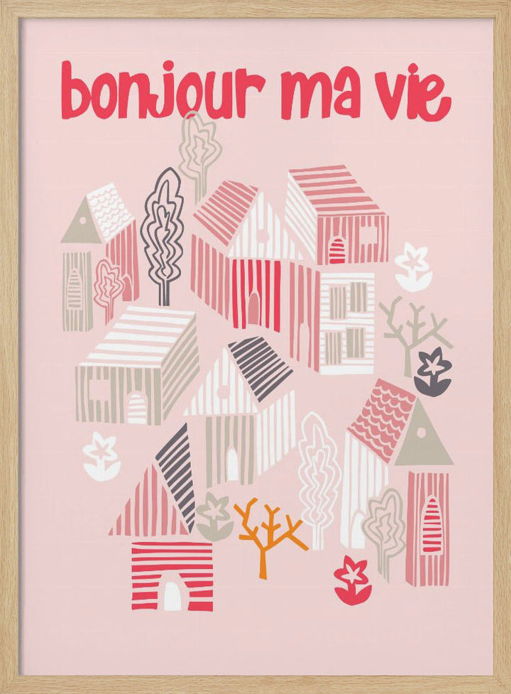bonjour ma vie; City life collection pearl pink - Stretched Canvas, Poster or Fine Art Print I Heart Wall Art