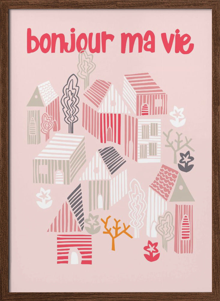 bonjour ma vie; City life collection pearl pink - Stretched Canvas, Poster or Fine Art Print I Heart Wall Art