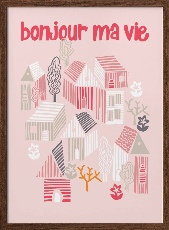 bonjour ma vie; City life collection pearl pink - Stretched Canvas, Poster or Fine Art Print I Heart Wall Art