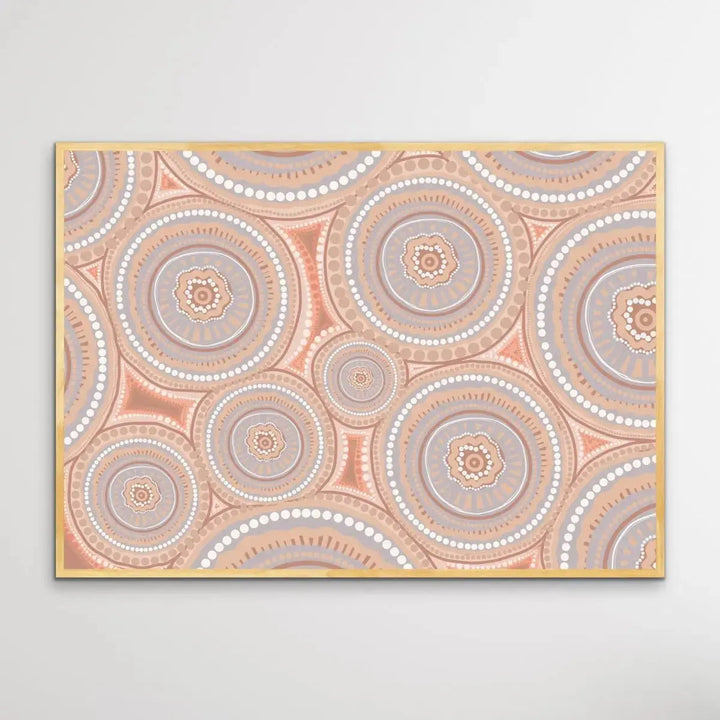 Bora Rings -Brown - Aboriginal Art Print By Leah Cummins - I Heart Wall Art - Poster Print, Canvas Print or Framed Art Print