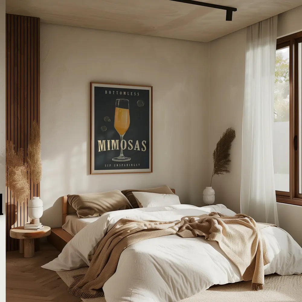 Bottomless Mimosas Brunch Prosecco &amp;amp; Champagne Art - Stretched Canvas, Poster or Fine Art Print I Heart Wall Art