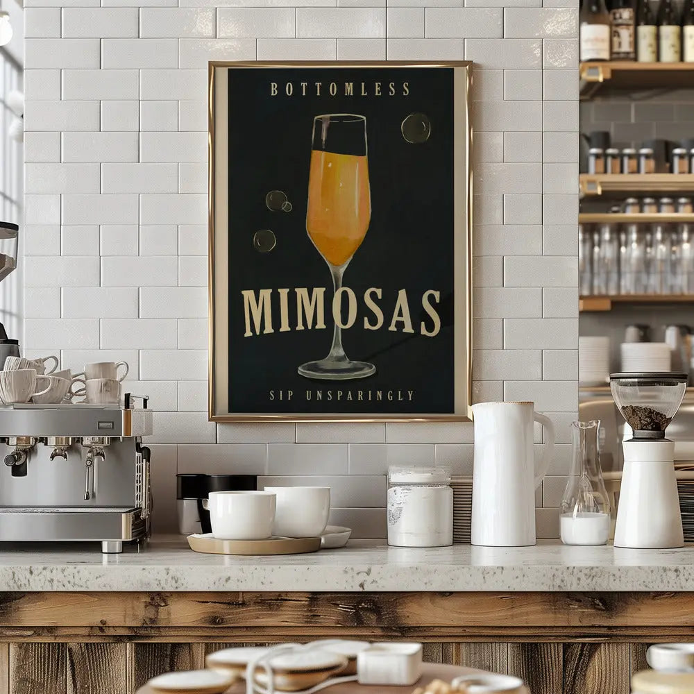 Bottomless Mimosas Brunch Prosecco &amp;amp; Champagne Art - Stretched Canvas, Poster or Fine Art Print I Heart Wall Art