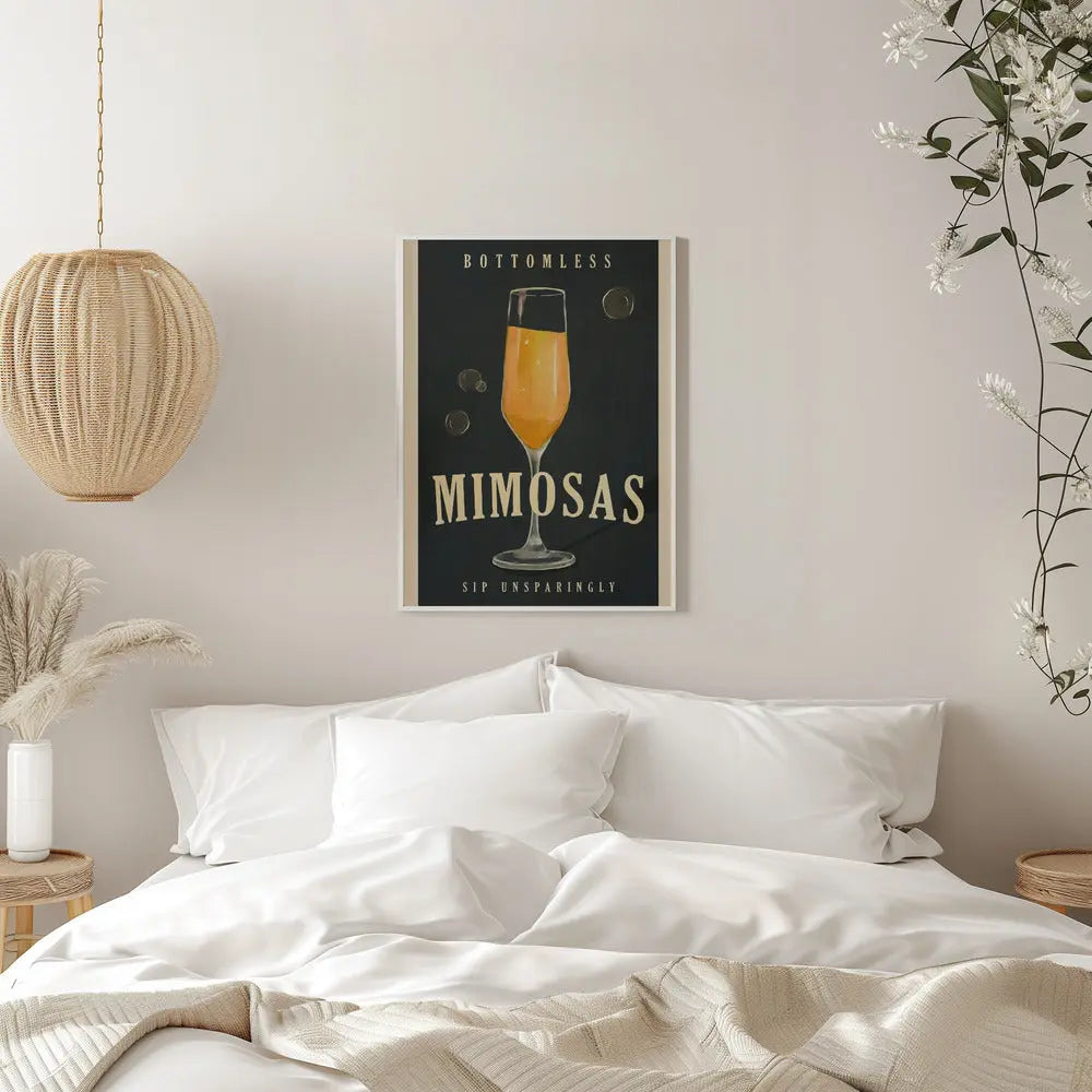 Bottomless Mimosas Brunch Prosecco &amp;amp; Champagne Art - Stretched Canvas, Poster or Fine Art Print I Heart Wall Art