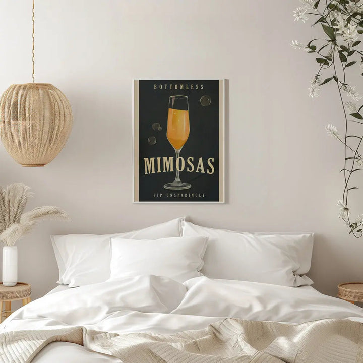 Bottomless Mimosas Brunch Prosecco &amp;amp; Champagne Art - Stretched Canvas, Poster or Fine Art Print I Heart Wall Art
