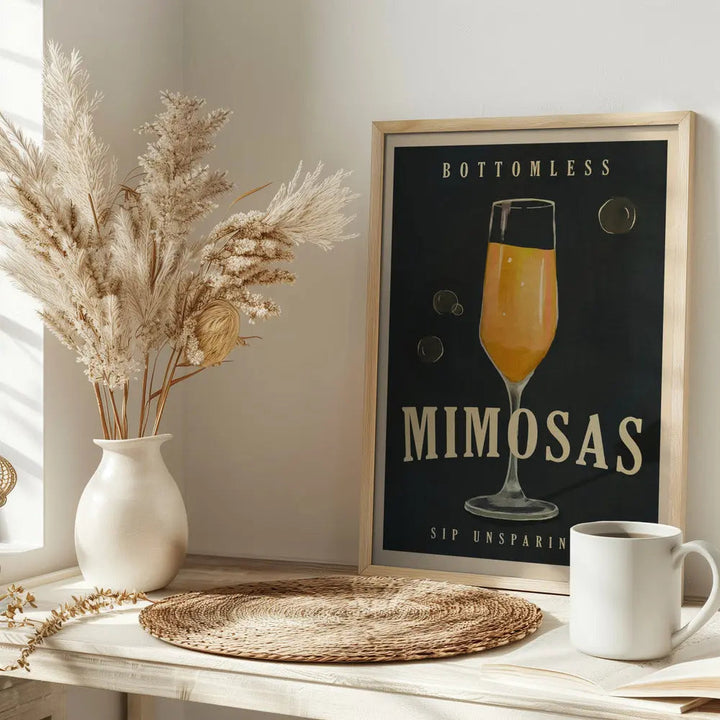 Bottomless Mimosas Brunch Prosecco &amp;amp; Champagne Art - Stretched Canvas, Poster or Fine Art Print I Heart Wall Art