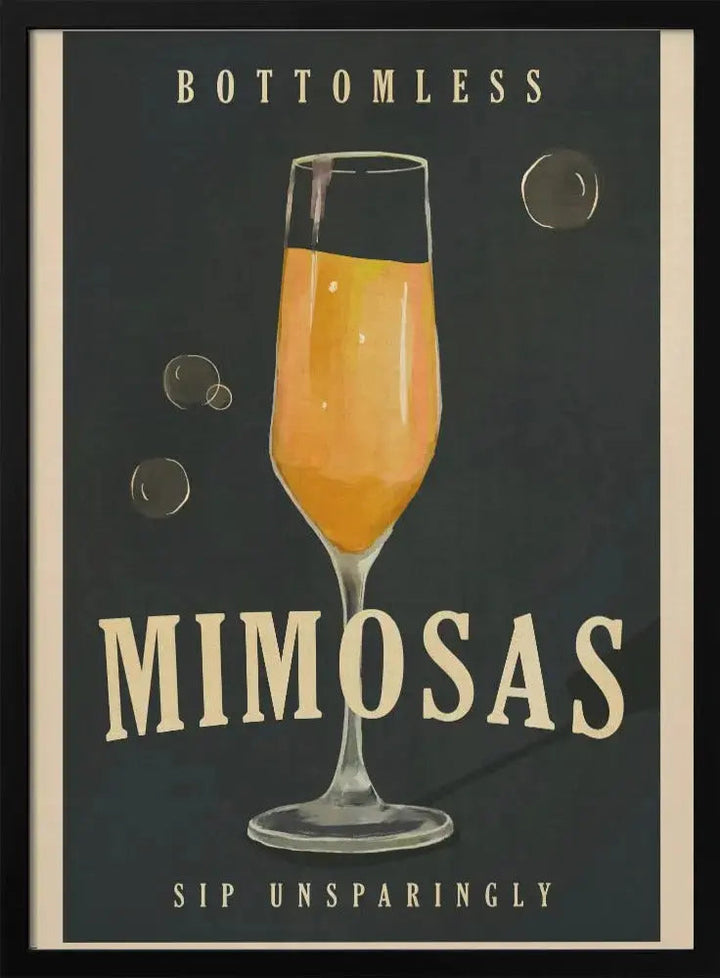 Bottomless Mimosas Brunch Prosecco &amp;amp; Champagne Art - Stretched Canvas, Poster or Fine Art Print I Heart Wall Art
