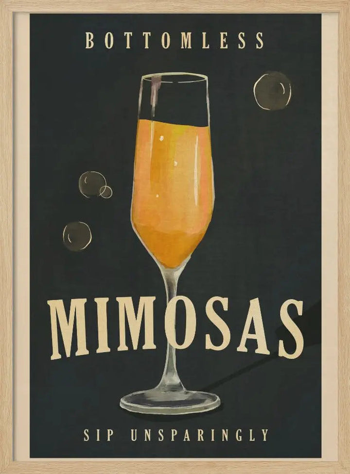 Bottomless Mimosas Brunch Prosecco &amp;amp; Champagne Art - Stretched Canvas, Poster or Fine Art Print I Heart Wall Art
