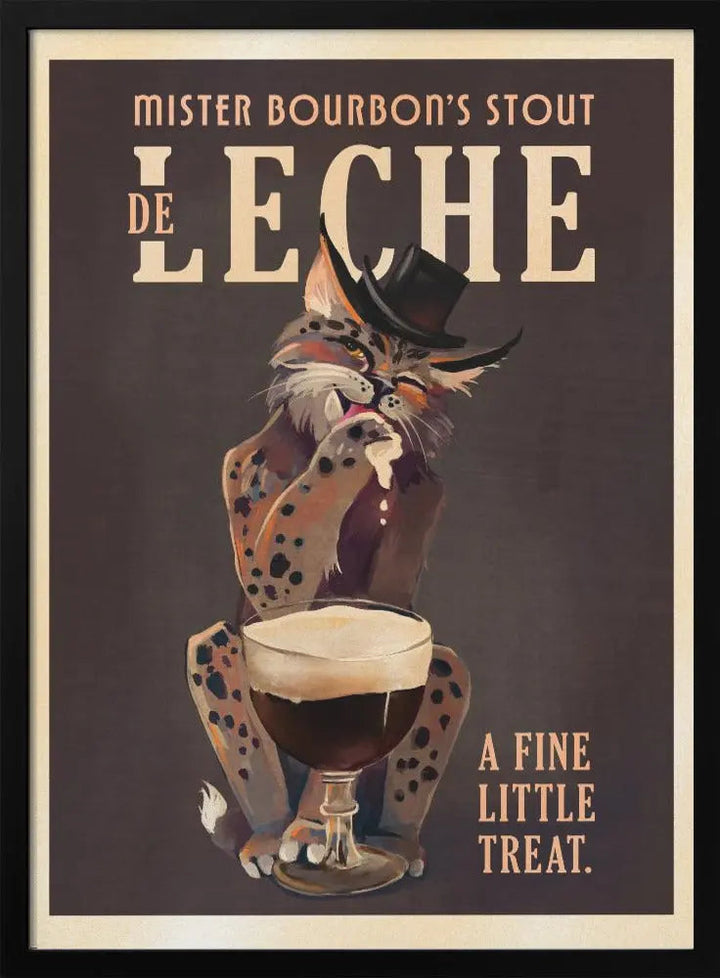 Bourbon De Leche Guinness Style Cat Art - Stretched Canvas, Poster or Fine Art Print I Heart Wall Art