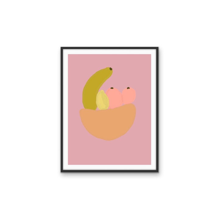 Bowl of Goodness - Fruit Bowl with Pink Background, Stretched Canvas or Wall Art Print - I Heart Wall Art - Poster Print, Canvas Print or Framed Art Print