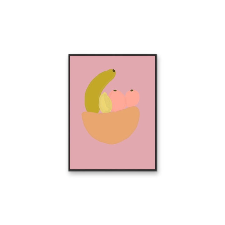 Bowl of Goodness - Fruit Bowl with Pink Background, Stretched Canvas or Wall Art Print - I Heart Wall Art - Poster Print, Canvas Print or Framed Art Print