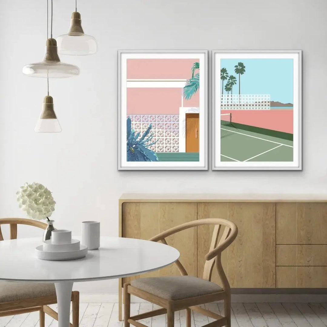 Breezeblocks - Two Piece Mid Century Modern Print Set Diptych - I Heart Wall Art - Poster Print, Canvas Print or Framed Art Print