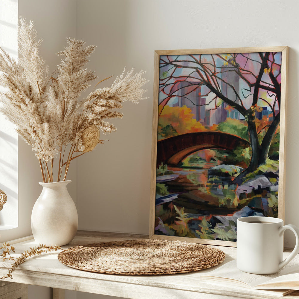Bridge In Central Park - Stretched Canvas, Poster or Fine Art Print I Heart Wall Art