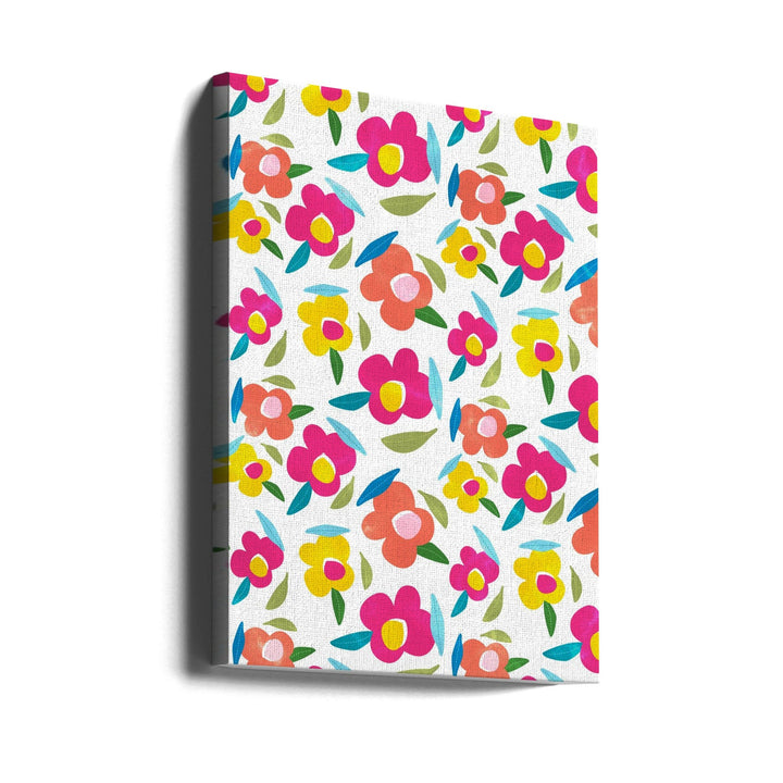 Bright Florals On White - Stretched Canvas, Poster or Fine Art Print I Heart Wall Art