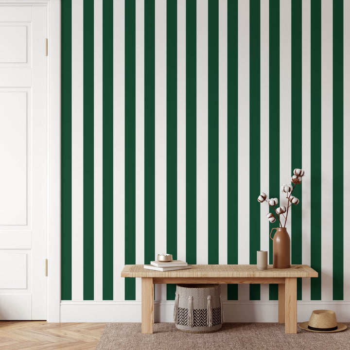 British Racing Green Stripe Wallpaper - Quality Peel and Stick Adhesive Wallpaper - I Heart Wall Art - Poster Print, Canvas Print or Framed Art Print