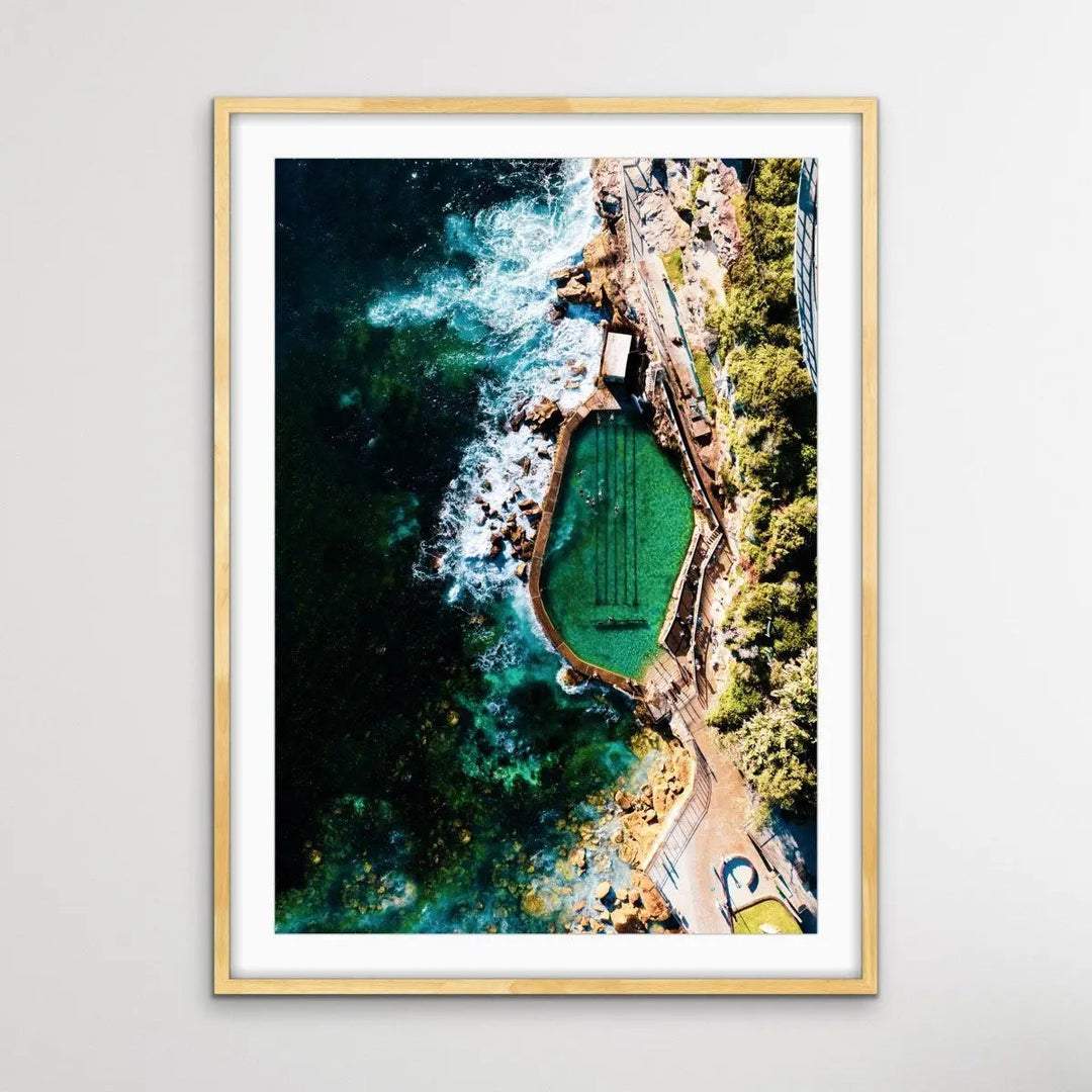 Bronte Beach Ocean Pool - Aerial Photographic Print of Sydney Ocean Pool - I Heart Wall Art - Poster Print, Canvas Print or Framed Art Print