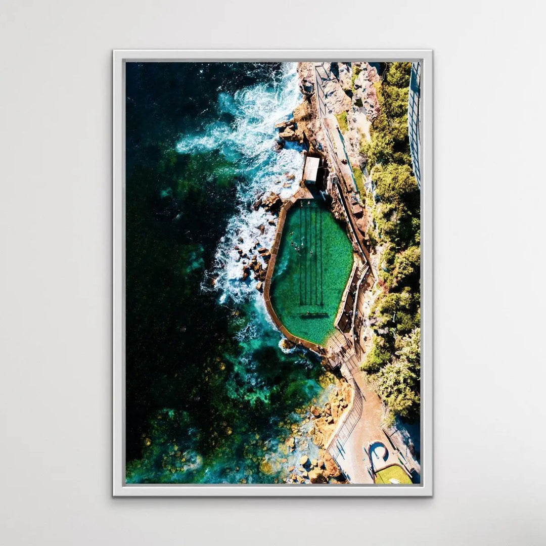 Bronte Beach Ocean Pool - Aerial Photographic Print of Sydney Ocean Pool - I Heart Wall Art - Poster Print, Canvas Print or Framed Art Print