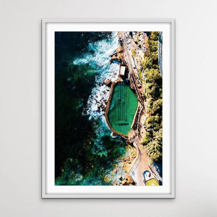 Bronte Beach Ocean Pool - Aerial Photographic Print of Sydney Ocean Pool - I Heart Wall Art - Poster Print, Canvas Print or Framed Art Print