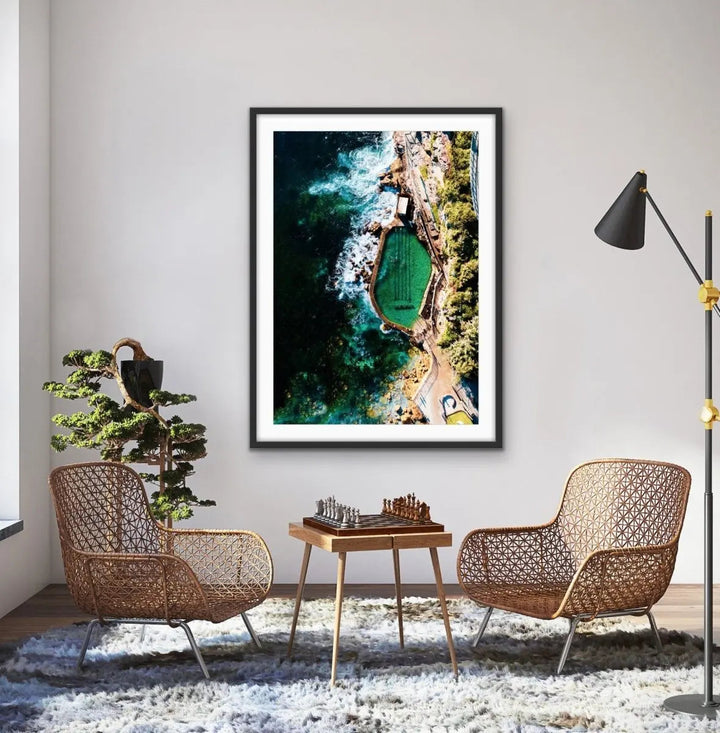 Bronte Beach Ocean Pool - Aerial Photographic Print of Sydney Ocean Pool - I Heart Wall Art - Poster Print, Canvas Print or Framed Art Print