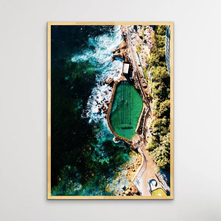 Bronte Beach Ocean Pool - Aerial Photographic Print of Sydney Ocean Pool - I Heart Wall Art - Poster Print, Canvas Print or Framed Art Print