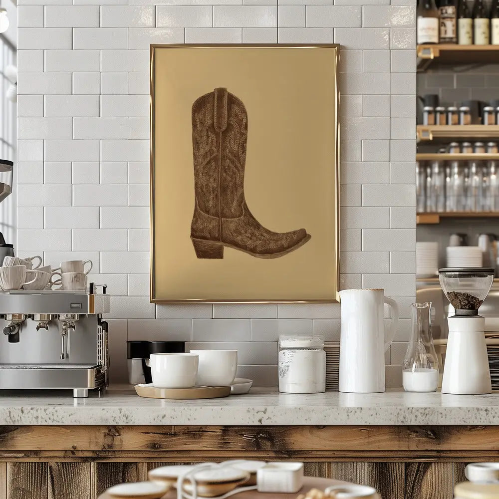 Brown Cowgirl Boot - Stretched Canvas, Poster or Fine Art Print I Heart Wall Art