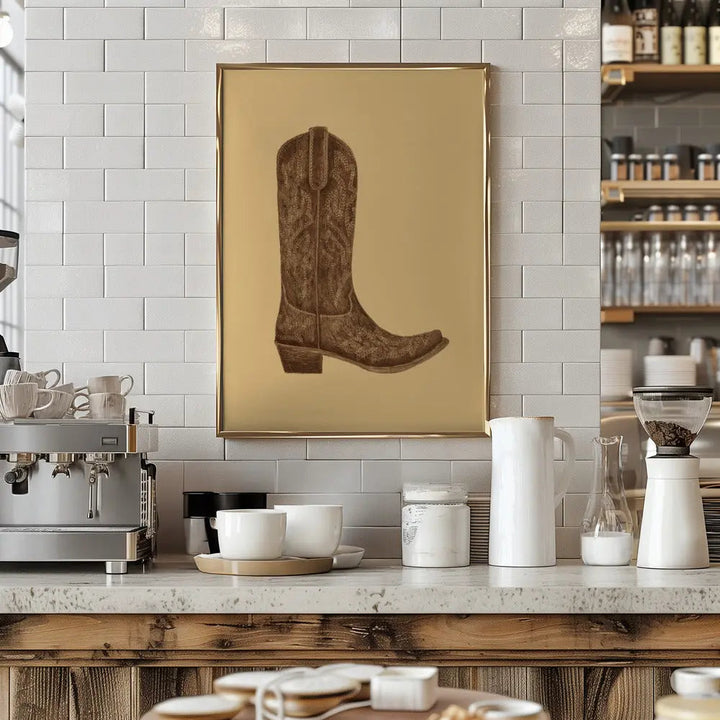 Brown Cowgirl Boot - Stretched Canvas, Poster or Fine Art Print I Heart Wall Art