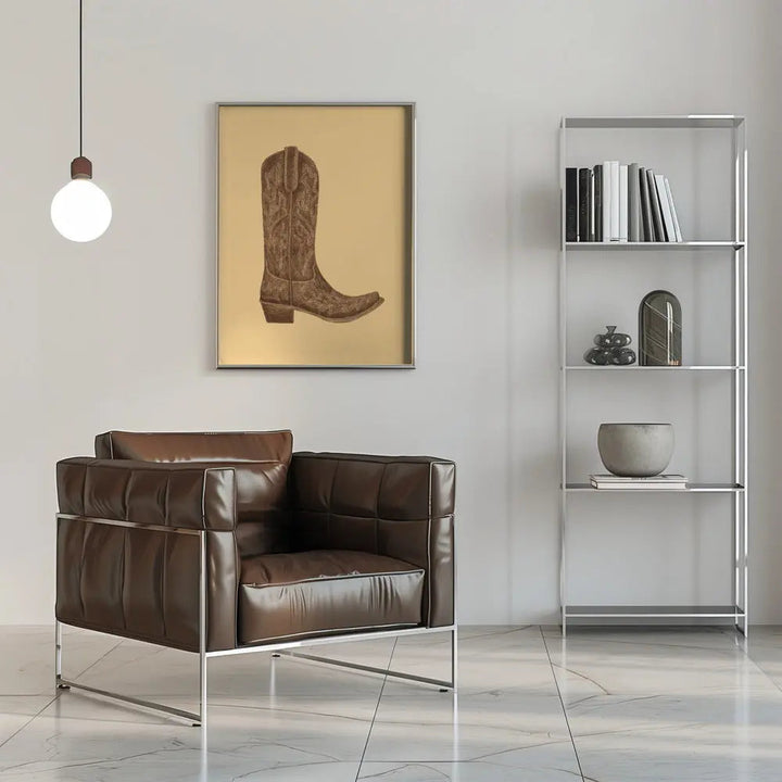 Brown Cowgirl Boot - Stretched Canvas, Poster or Fine Art Print I Heart Wall Art