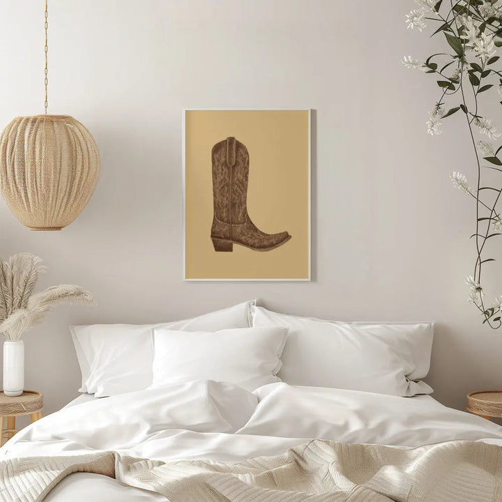 Brown Cowgirl Boot - Stretched Canvas, Poster or Fine Art Print I Heart Wall Art