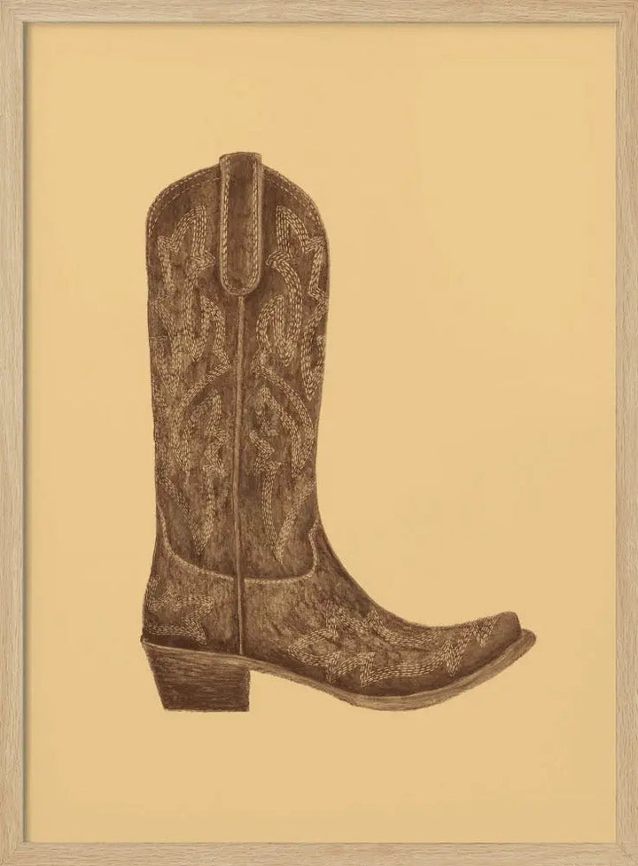 Brown Cowgirl Boot - Stretched Canvas, Poster or Fine Art Print I Heart Wall Art