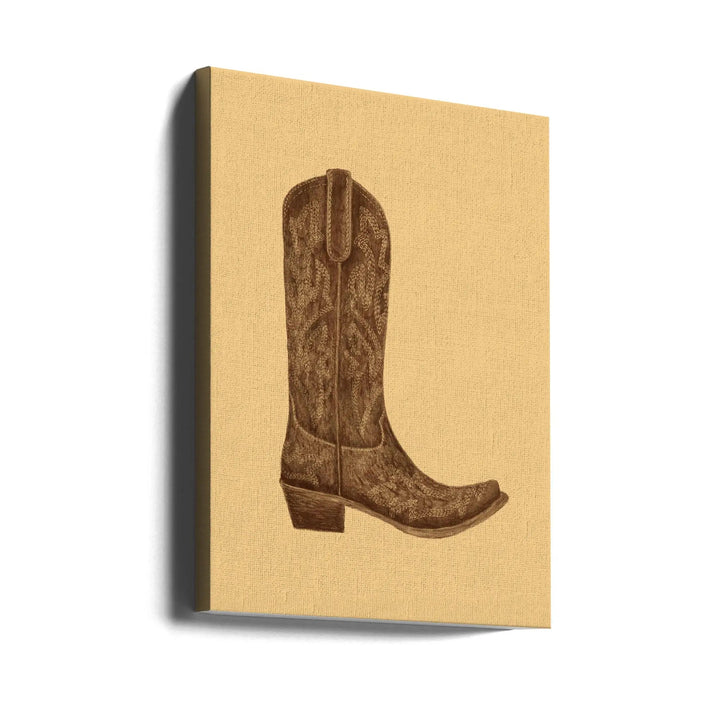 Brown Cowgirl Boot - Stretched Canvas, Poster or Fine Art Print I Heart Wall Art