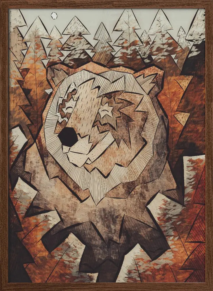 Brown Forest Bear - Stretched Canvas, Poster or Fine Art Print I Heart Wall Art