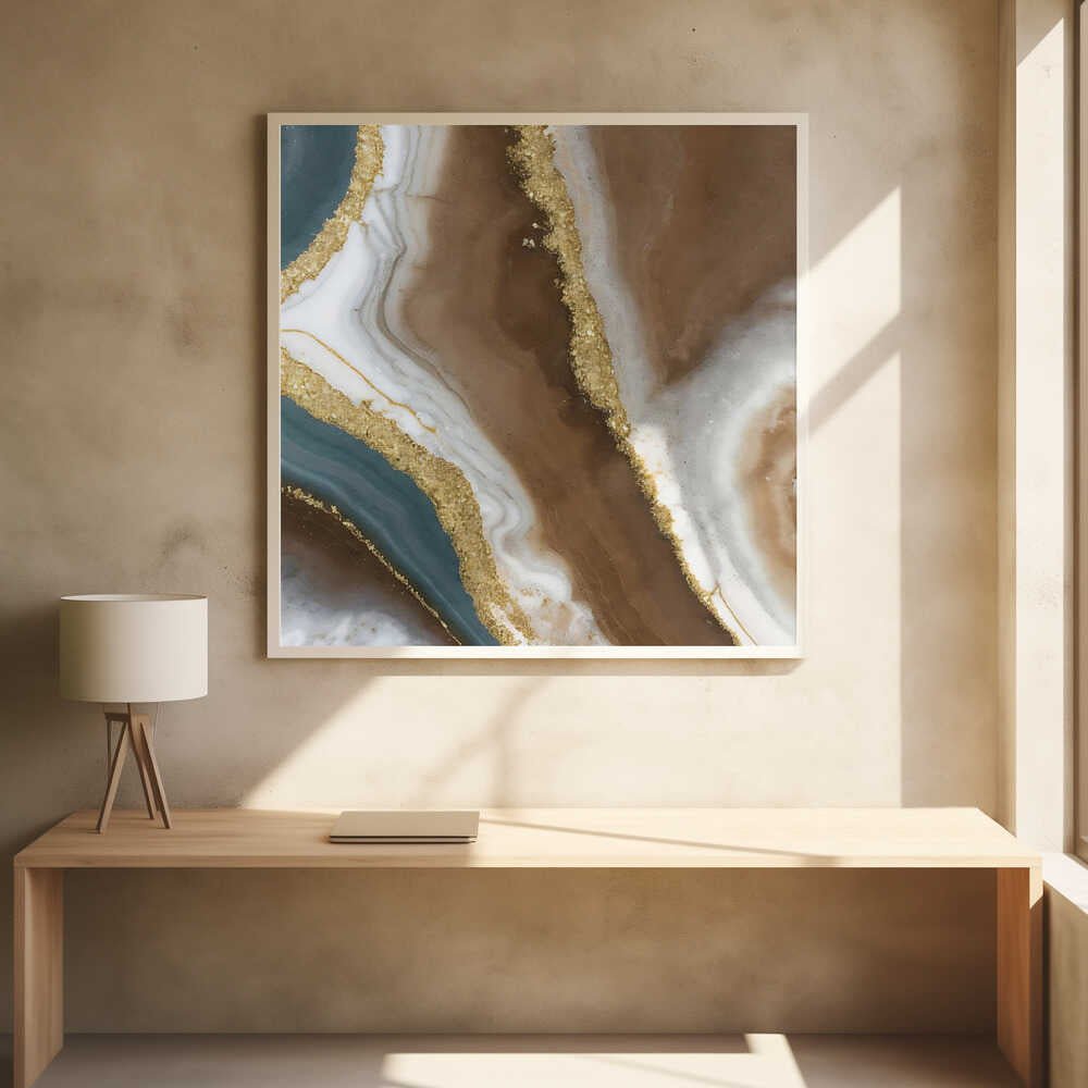 Brown Gold Agate Swirl - Square Stretched Canvas, Poster or Fine Art Print - I Heart Wall Art - Poster Print, Canvas Print or Framed Art Print