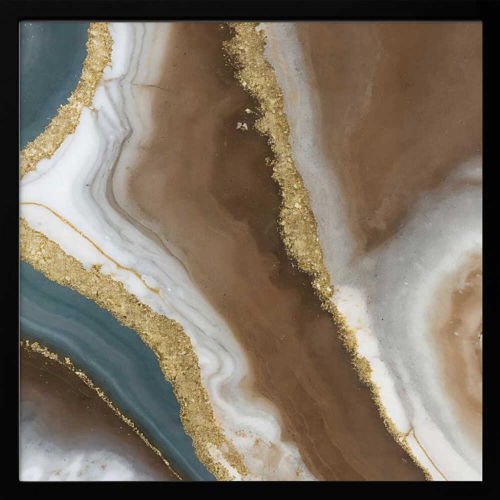 Brown Gold Agate Swirl - Square Stretched Canvas, Poster or Fine Art Print - I Heart Wall Art - Poster Print, Canvas Print or Framed Art Print