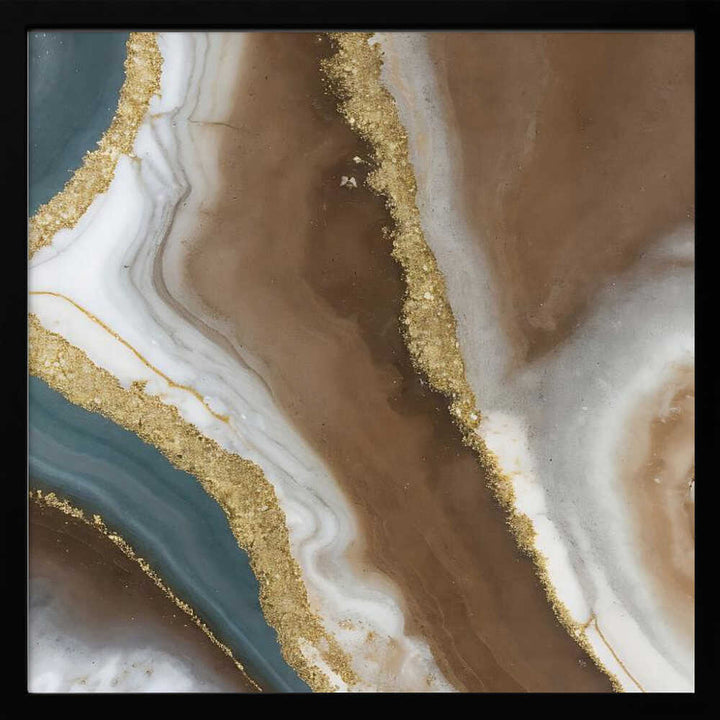 Brown Gold Agate Swirl - Square Stretched Canvas, Poster or Fine Art Print - I Heart Wall Art - Poster Print, Canvas Print or Framed Art Print