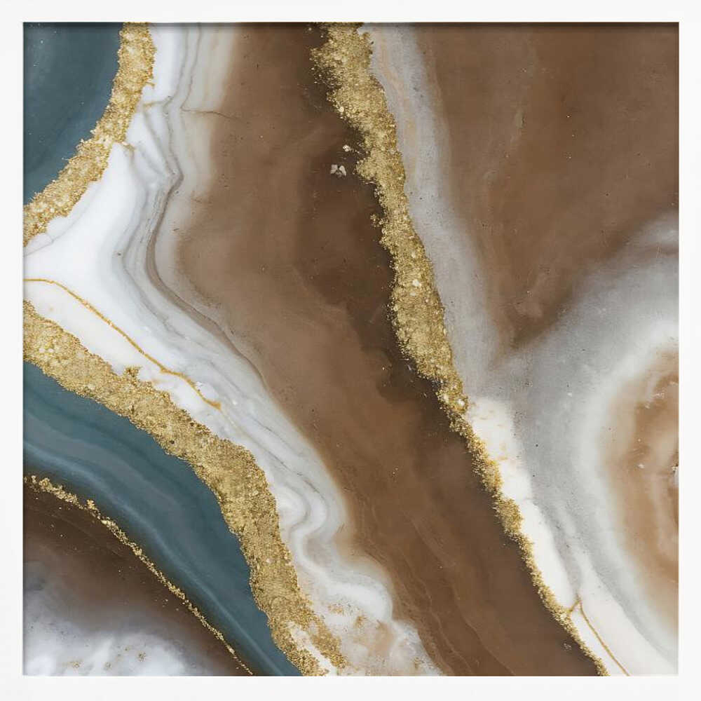 Brown Gold Agate Swirl - Square Stretched Canvas, Poster or Fine Art Print - I Heart Wall Art - Poster Print, Canvas Print or Framed Art Print