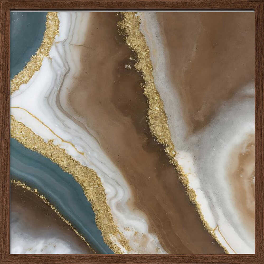 Brown Gold Agate Swirl - Square Stretched Canvas, Poster or Fine Art Print - I Heart Wall Art - Poster Print, Canvas Print or Framed Art Print