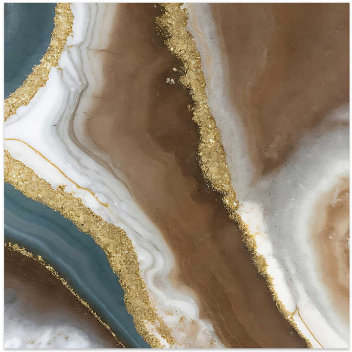 Brown Gold Agate Swirl - Square Stretched Canvas, Poster or Fine Art Print - I Heart Wall Art - Poster Print, Canvas Print or Framed Art Print