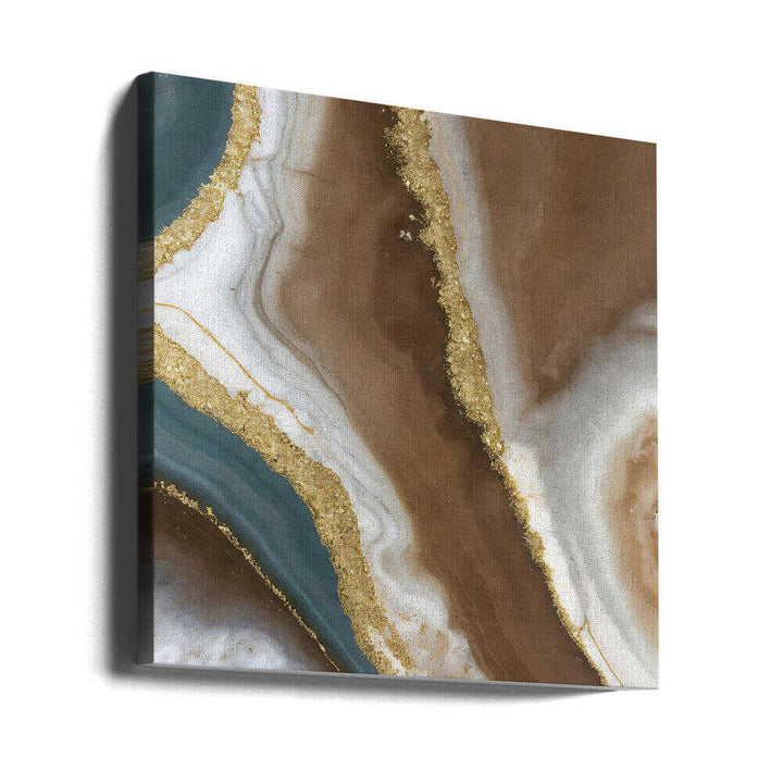 Brown Gold Agate Swirl - Square Stretched Canvas, Poster or Fine Art Print - I Heart Wall Art - Poster Print, Canvas Print or Framed Art Print