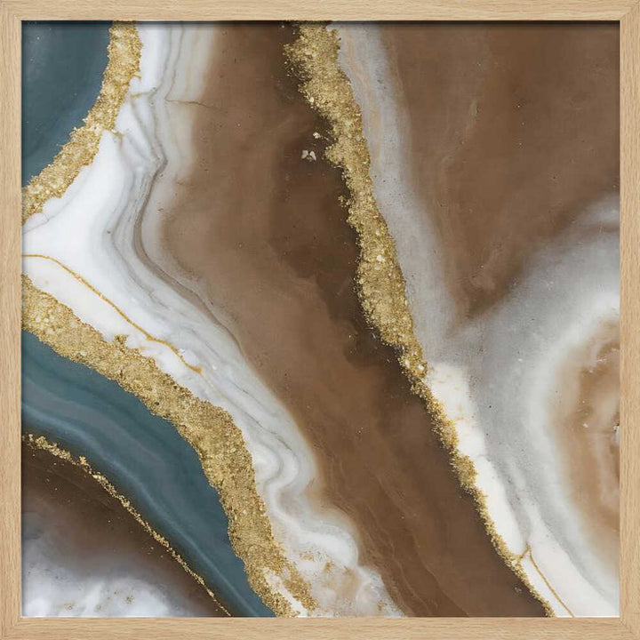 Brown Gold Agate Swirl - Square Stretched Canvas, Poster or Fine Art Print - I Heart Wall Art - Poster Print, Canvas Print or Framed Art Print