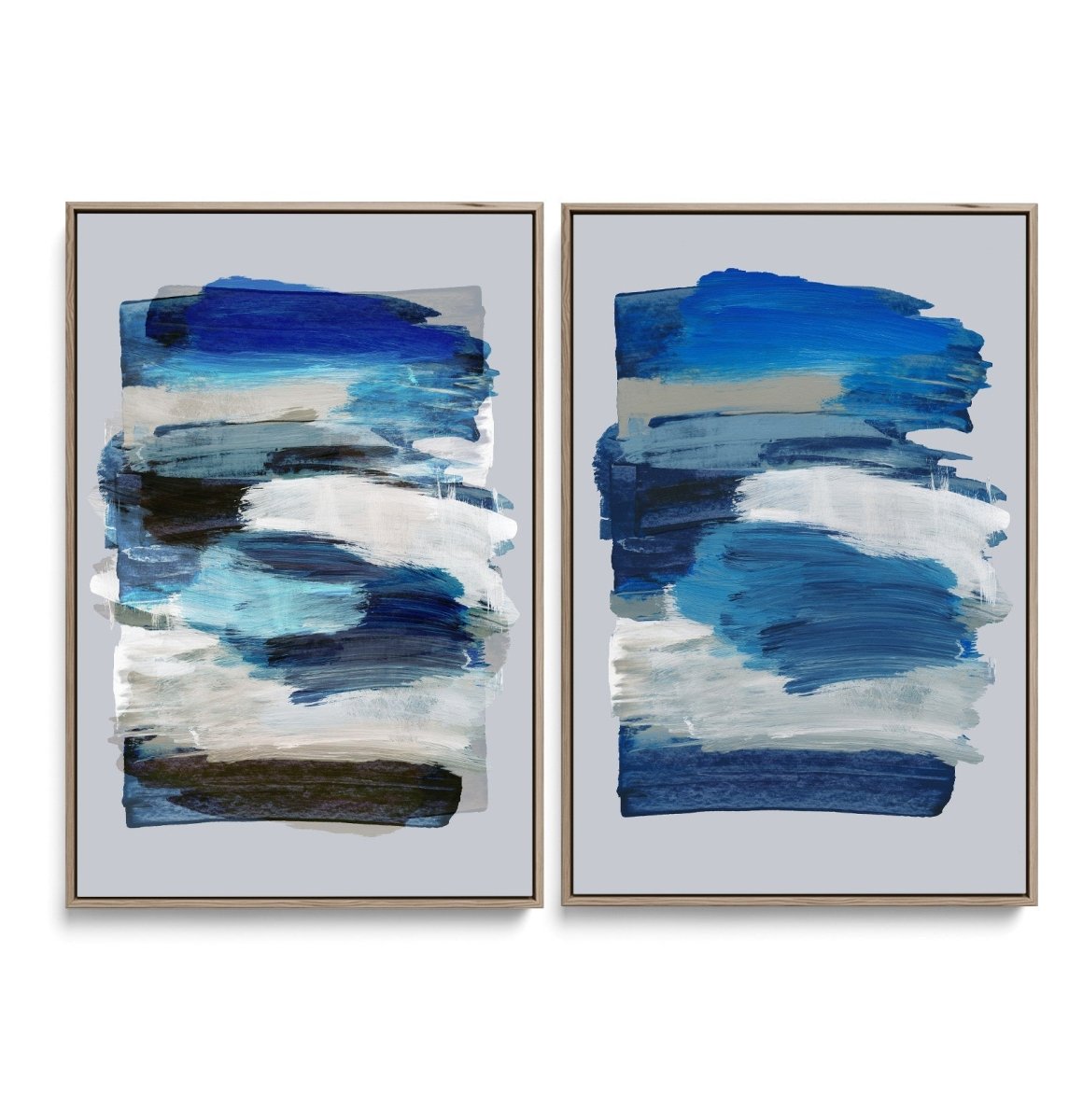 BrushStrokes 78 x 78Y by Marieke Bohmer - Abstract Two Piece Set, Contemporary Blue & Red Geometric Artworkls - I Heart Wall Art - Poster Print, Canvas Print or Framed Art Print