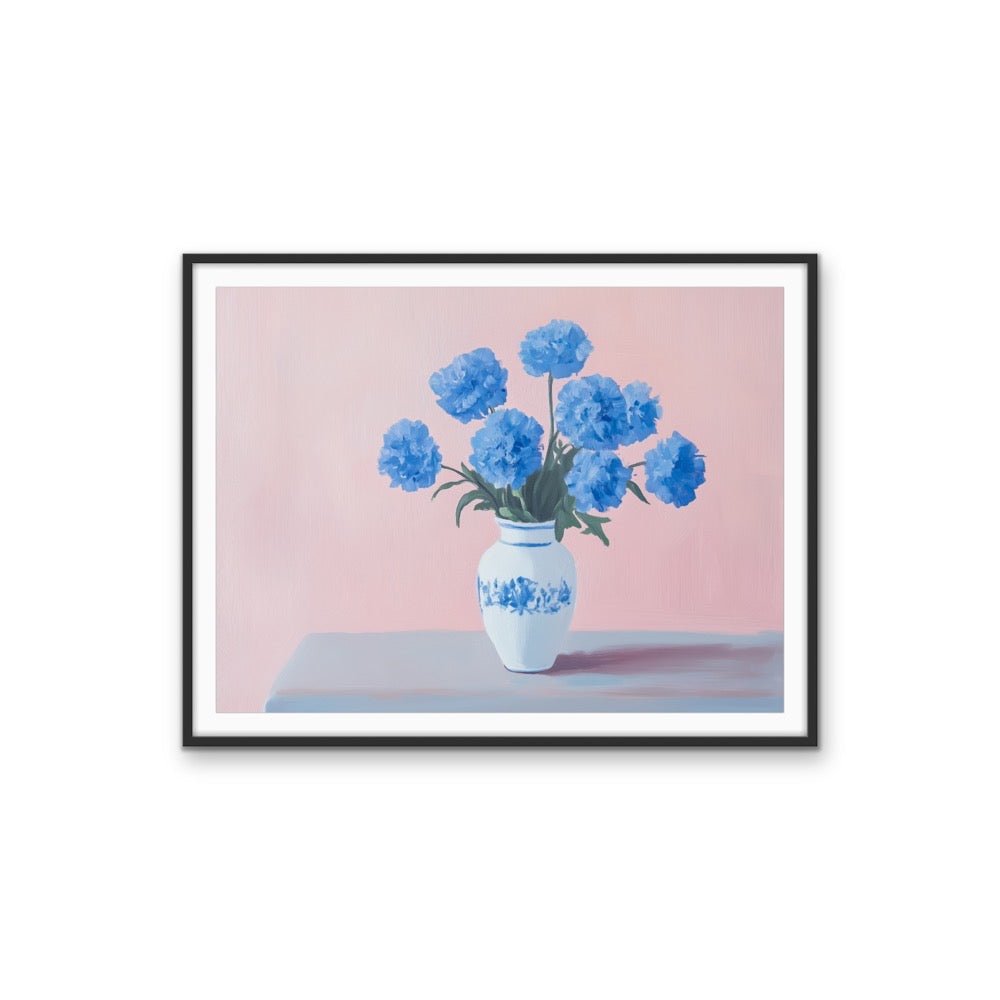 Bunch of Blue - Still Life Vase of Flowers, Stretched Canvas or Wall Art Print - I Heart Wall Art - Poster Print, Canvas Print or Framed Art Print