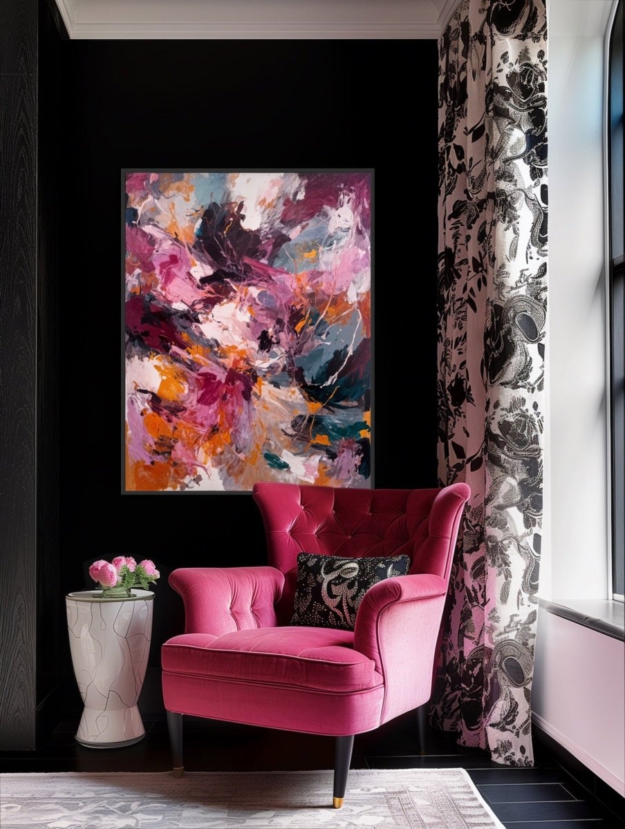 Burgundy Love - Abstract Painted Stretched Canvas or Wall Art Print - I Heart Wall Art - Poster Print, Canvas Print or Framed Art Print