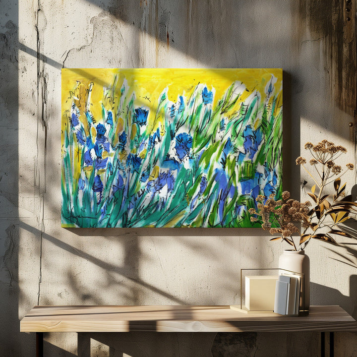Burst of Blue Blooms - Stretched Canvas, Poster or Fine Art Print I Heart Wall Art