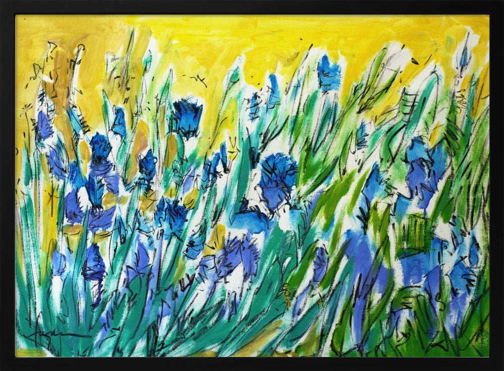 Burst of Blue Blooms - Stretched Canvas, Poster or Fine Art Print I Heart Wall Art