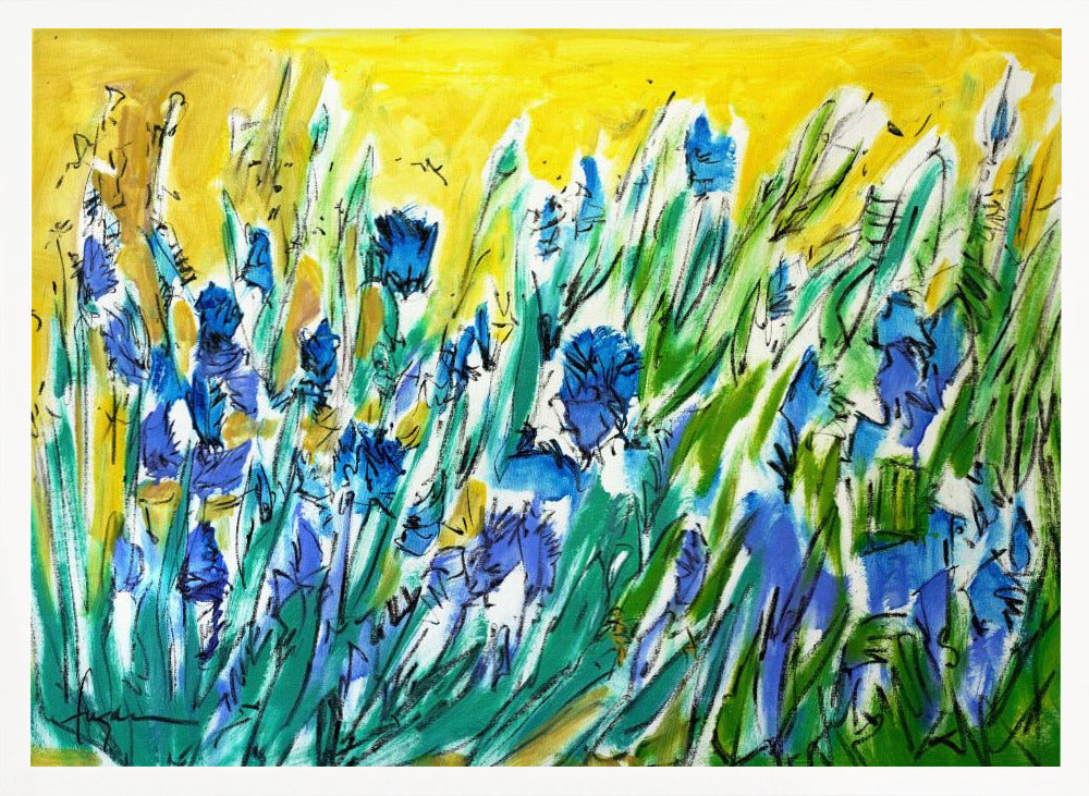 Burst of Blue Blooms - Stretched Canvas, Poster or Fine Art Print I Heart Wall Art