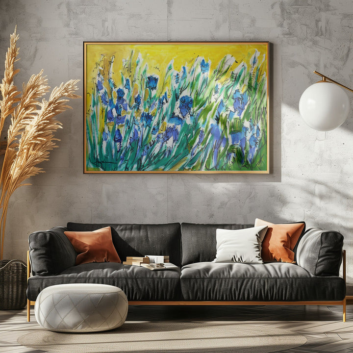 Burst of Blue Blooms - Stretched Canvas, Poster or Fine Art Print I Heart Wall Art