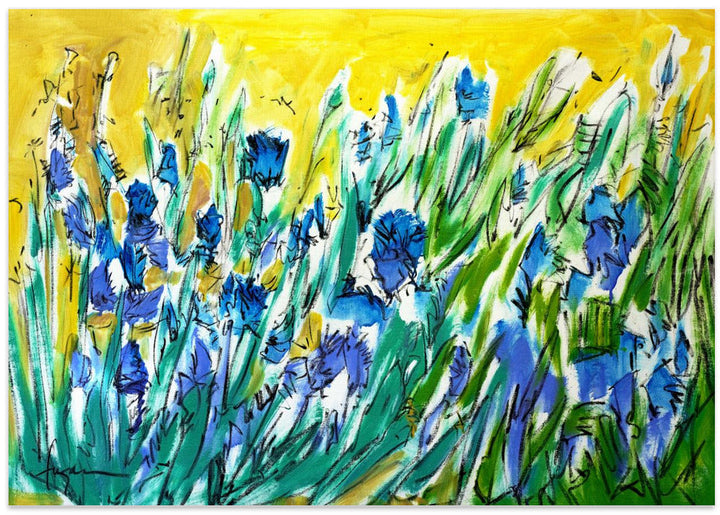 Burst of Blue Blooms - Stretched Canvas, Poster or Fine Art Print I Heart Wall Art