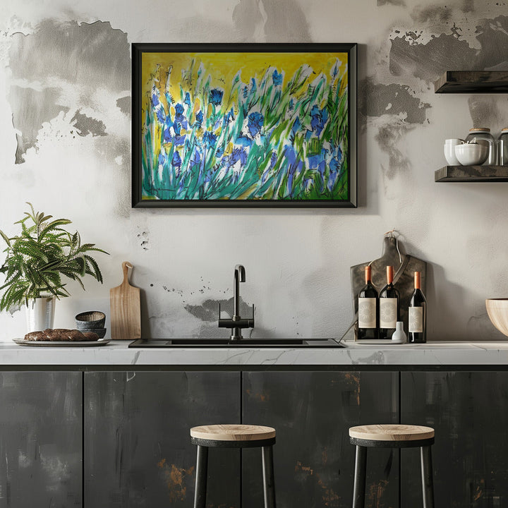 Burst of Blue Blooms - Stretched Canvas, Poster or Fine Art Print I Heart Wall Art