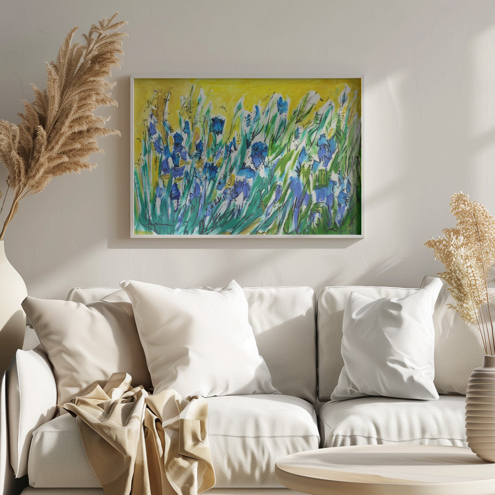 Burst of Blue Blooms - Stretched Canvas, Poster or Fine Art Print I Heart Wall Art